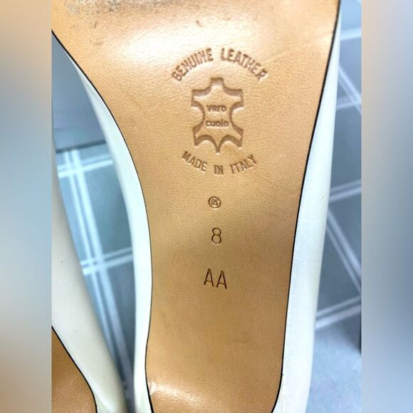 Amalfi Leather Dahlia Porcelain Luster Vtg 80s Womens Slip on Heel Shoe Size 8 - Picture 8 of 9